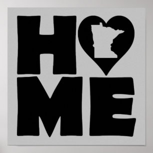 Pôster Cartaz de Sinal do Estado de Minnesota Home Heart