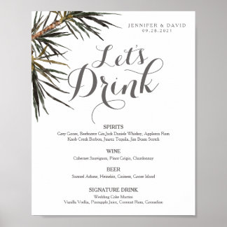 Poster Cartaz de Sinalização de Menu de Bar de Casamento