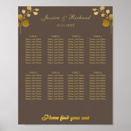 Poster Cartaz de Sinalização de Mesa de Assentos Gold Euc