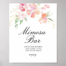 cartaz de sinalização para bar de mimosa para chá 