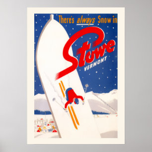 Poster Cartaz de Ski Stowe Vermont 20x28