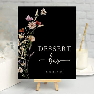 Poster Cartaz de Sobremesa Floral Boho Preto
