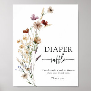 Poster Cartaz de Sorteio de Fraldas Boho Wildflower