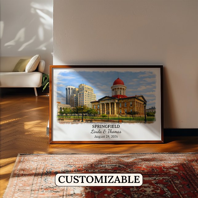 Poster Cartaz de Springfield Illinois, Aquarela, Personal (Criador carregado)