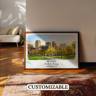 Poster Cartaz de St. Paul Minnesota, Aquarela, Personaliz