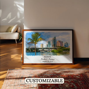 Poster Cartaz de Tampa Flórida, Aquarela, Personalizado