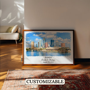 Poster Cartaz de Tampa Flórida, Aquarela, Personalizado