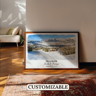 Poster Cartaz de Telluride Colorado, Aquarela, Personaliz