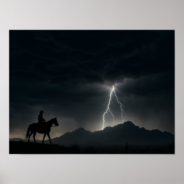Poster Cartaz de Tempestade no Deserto - Relâmpago (Frente)