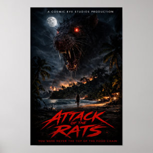 Poster Cartaz de Terror da Criatura da Praia Noturna - Co