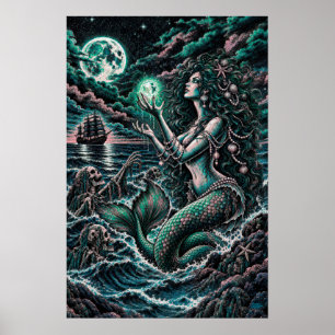 Poster Cartaz de Terror Náutico da Sereia das Profundezas