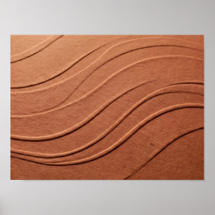 Poster Cartaz de Textura de Onda Embutida em Terracota