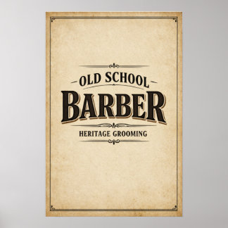 Poster Cartaz de Tipografia do Patrimônio do Barbeiro Old