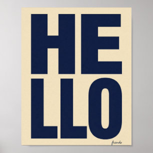 Poster Cartaz de Tipografia Negrito HELLO Moderno