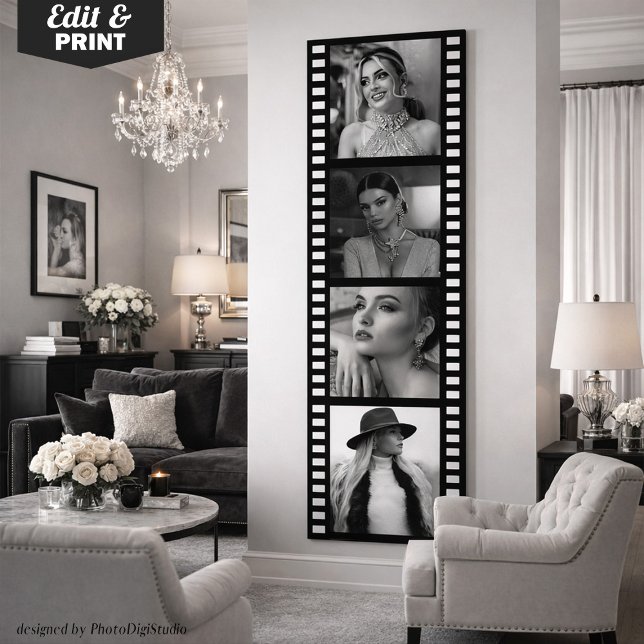 Poster Cartaz de tira de filme de foto personalizada, fes (Custom Photo Movie Strip Poster, Hollywood Party Poster)