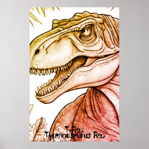 Poster Cartaz de Tiranossauro Rex Dinossauro na Parede do