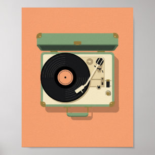 Poster Cartaz de Tocador de Discos Retrô Música de Vini