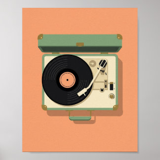 Poster Cartaz de Tocador de Discos Retrô | Música de Vini