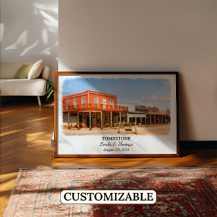 Poster Cartaz de Tombstone Arizona, Aquarela, Personaliza