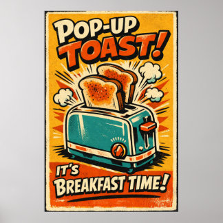 Poster Cartaz de Torradeira de Cozinha Retro – Torradas P