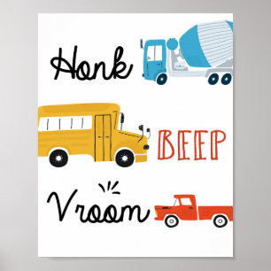 Poster Cartaz de Transporte Honk, Beep, Vroom