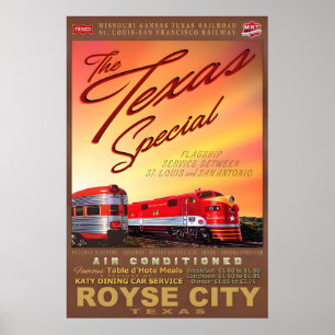 Poster Cartaz de Trem Retro Especial de Royse City Texas 