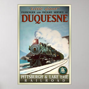 Poster Cartaz de Trem Retro Novo da Ferrovia Duquesne P&L