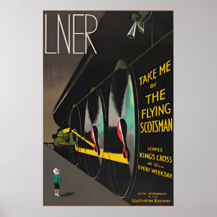 Poster Cartaz de Trem Vintage LNER Flying Scotsman Londre