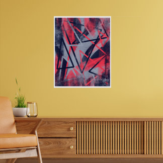 Poster Cartaz de Triângulos Geométricos – Rosa e Azul