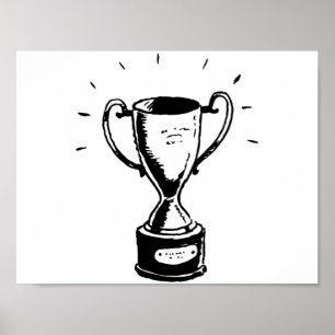 Poster Cartaz de Troféu Preto e Branco