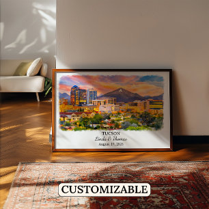 Poster Cartaz de Tucson Arizona, Aquarela, Personalizado