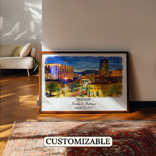 Poster Cartaz de Tucson Arizona, Aquarela, Personalizado