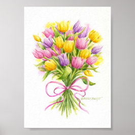 Pôster Cartaz de Tulipa Buquê Brilhante e Lindo