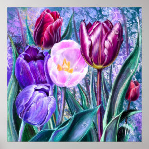 Poster Cartaz de Tulipas Coloridas