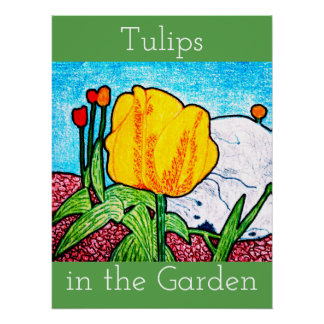 Pôster Cartaz de Tulipas no Jardim