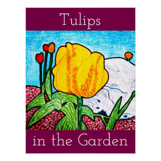 Pôster Cartaz de Tulipas no Jardim