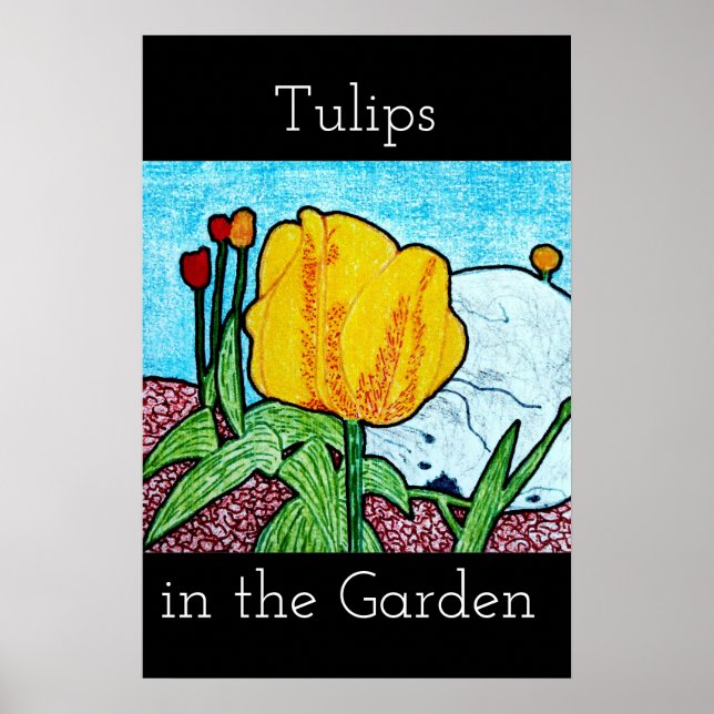 Poster Cartaz de Tulipas no Jardim (Frente)