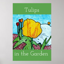 Poster Cartaz de Tulipas no Jardim