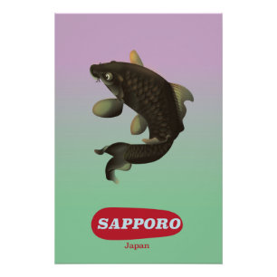 Pôster Cartaz de turismo estilo vintage de Sapporo Japão