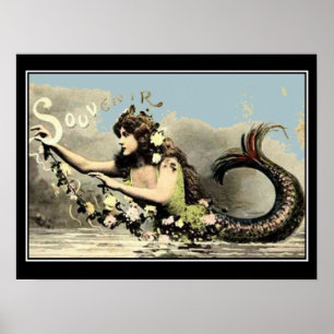 Pôster Cartaz de Turista Vintage de Sereia Lembrança