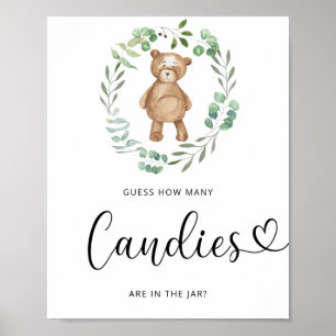 Poster Cartaz de urso pequeno adivinhando quantos doces