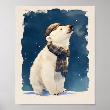 Cartaz de Urso Polar Fofo Arte de Parede para Berç