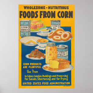 Poster Cartaz de Usos Alimentícios do Milho Vintage
