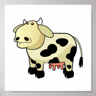 Poster Cartaz de Vaca Leiteira de Desenho Animado