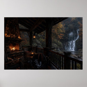 Poster Cartaz de Varanda de Cachoeira de Outono