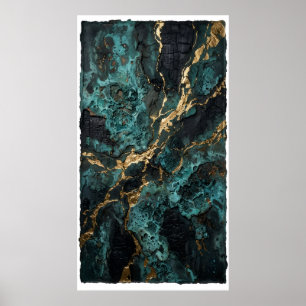 Poster Cartaz de Veia Mineral Verde Azul Dourado