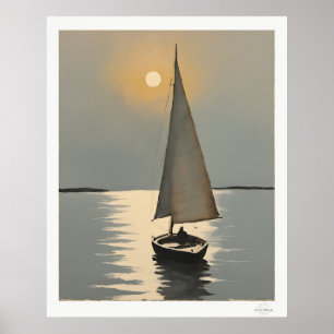 Poster Cartaz de veleiro ao pôr do sol