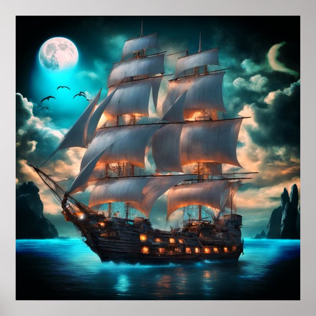 Poster Cartaz de Velho Navio à Vela (Frente)