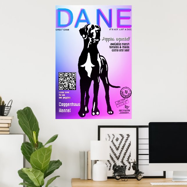Poster cartaz de venda de cão de design (Escritório em casa)