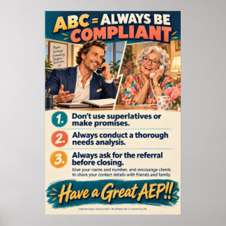 Poster Cartaz de Venda Medicare ABC Sempre Seja Conscient